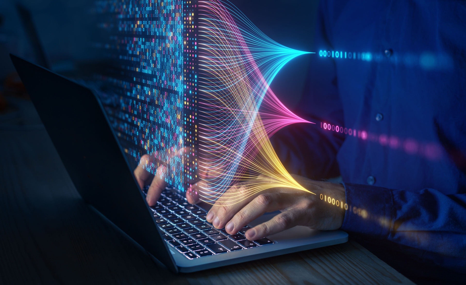 Man inputting data as a data analysist