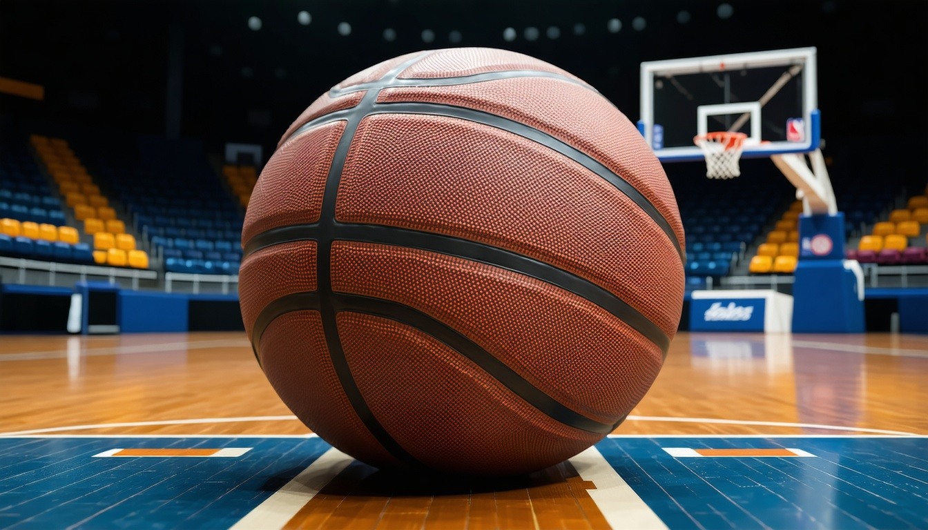 basketball on court close up