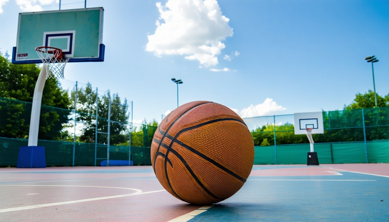 basketball on court