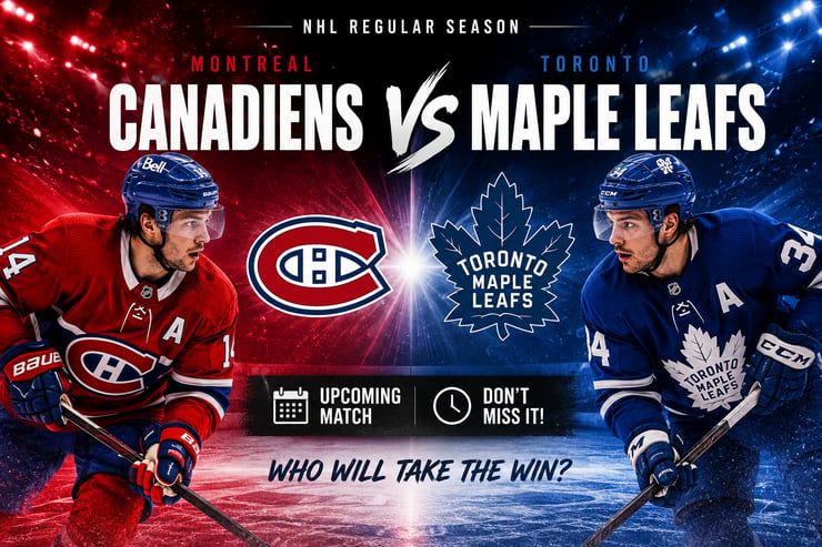 ad for an upcoming match between montreal canadiens & toronto maple leafs