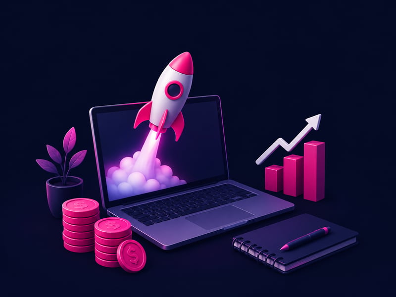 Simple profitable side hustle on laptop
