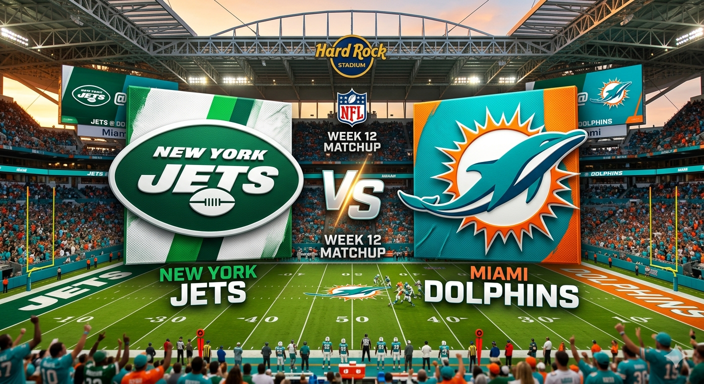 logos of new york jets & miami dolphins next to each other 