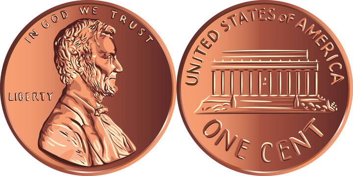 image of two one cent coins with one displaying the front of the coin and the other the back of the coin.