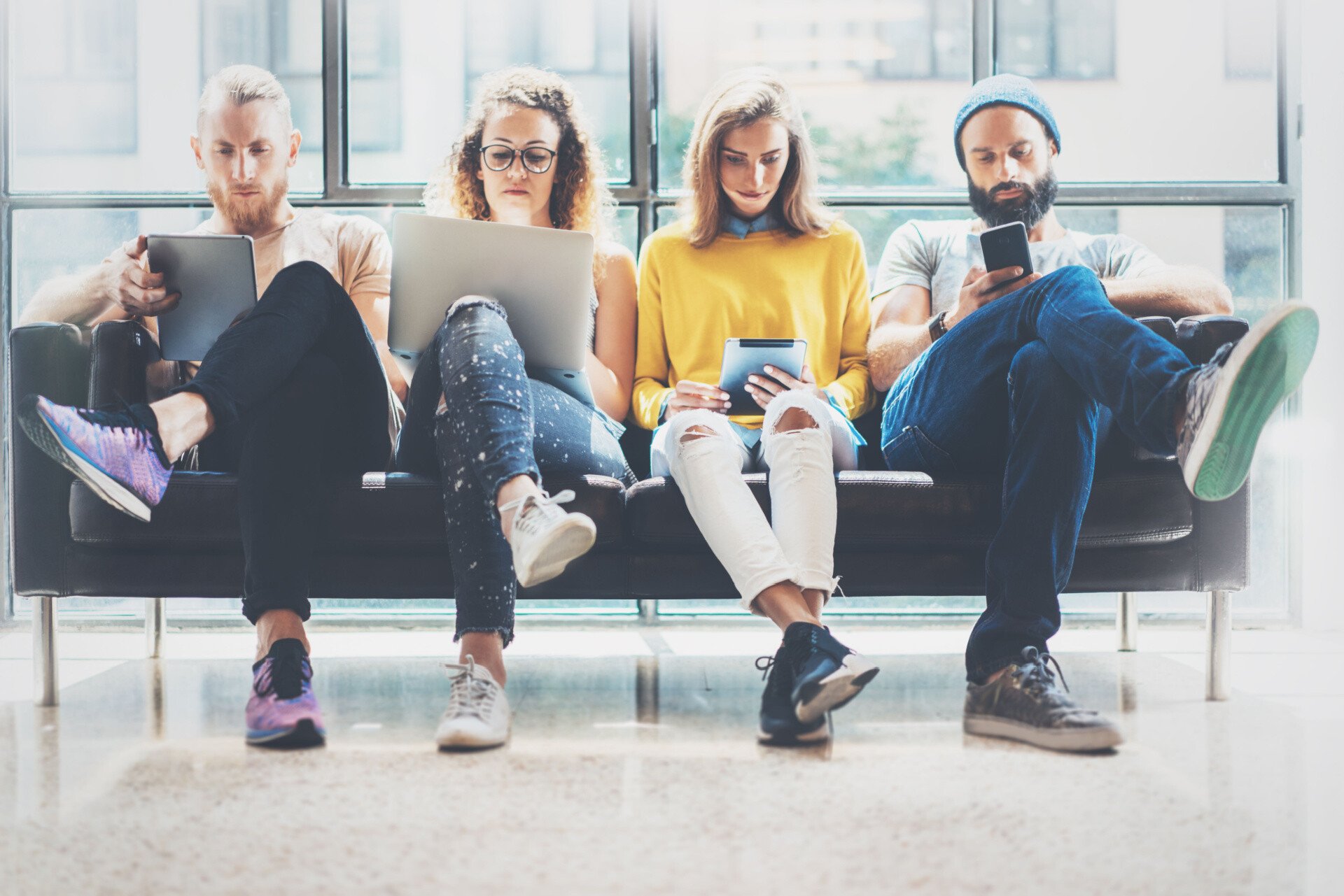 group of people doing an online side hustle personality test