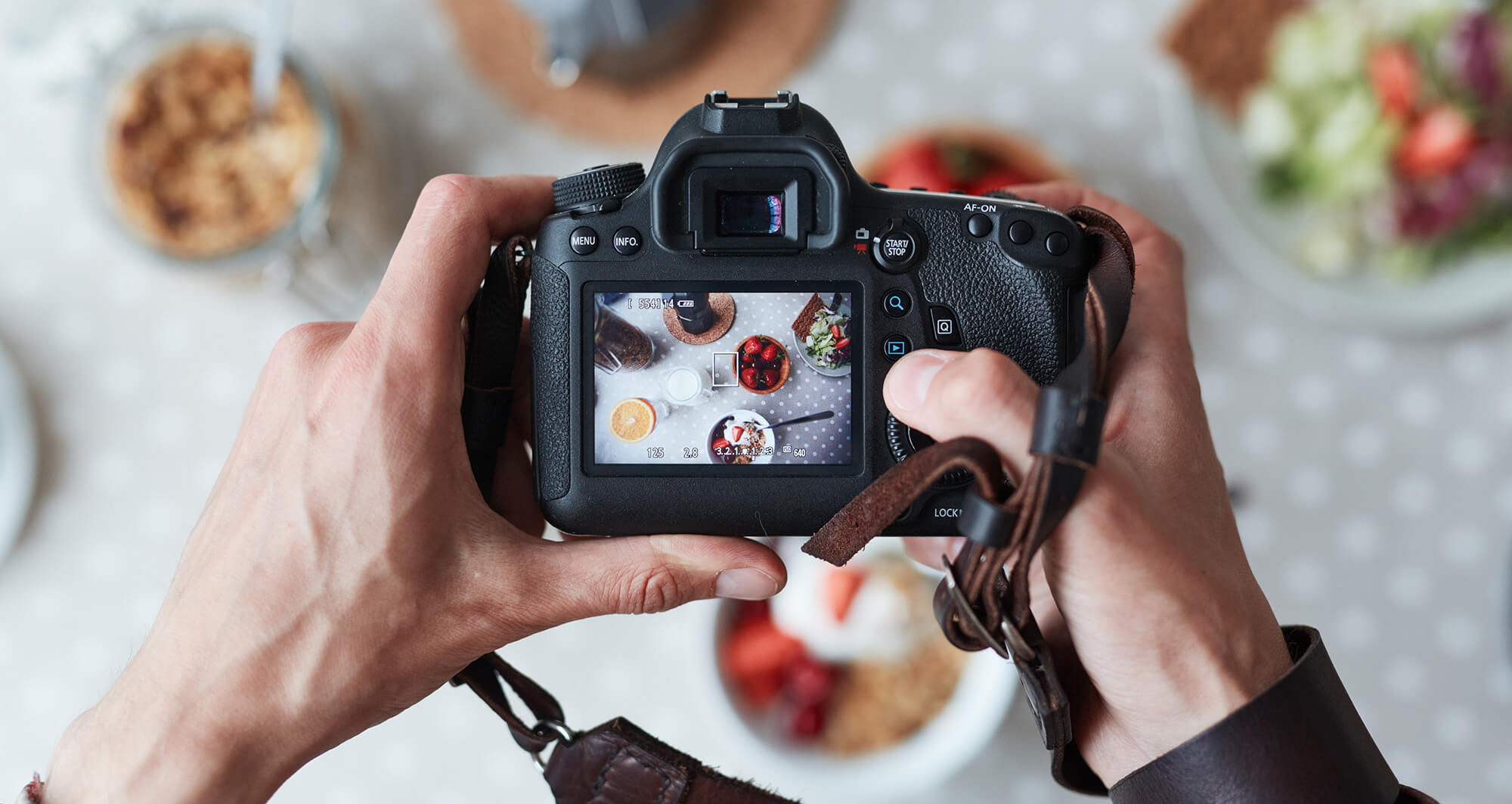 picture of a camera mid shot taking a picture of a coffee