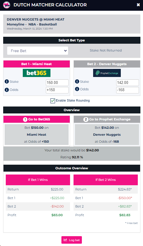 Dutch Matcher Calculator