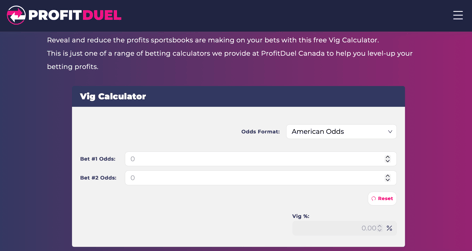 ProfitDuel Canada's Vig Calculator