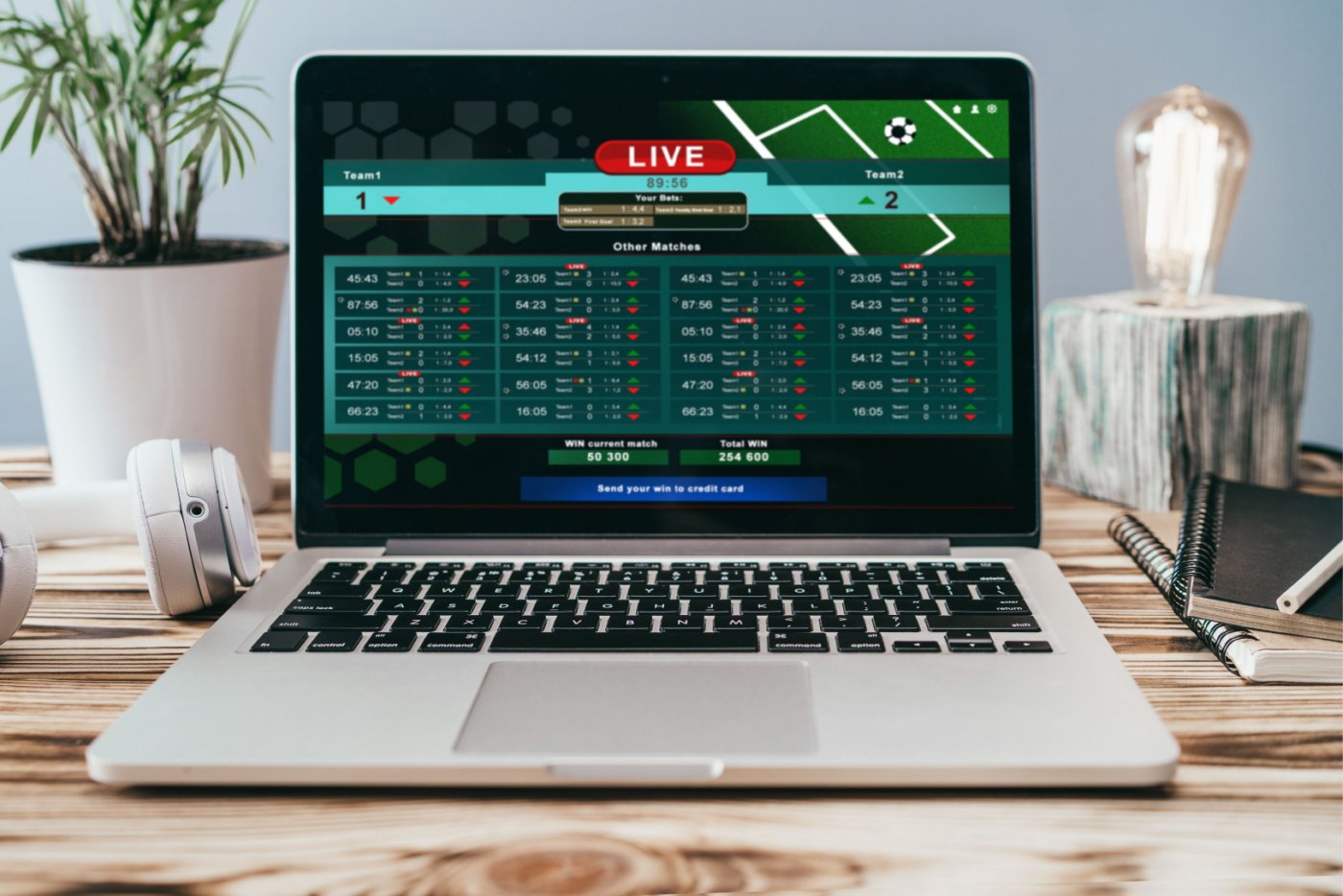 Sportsbook account screen on laptop 