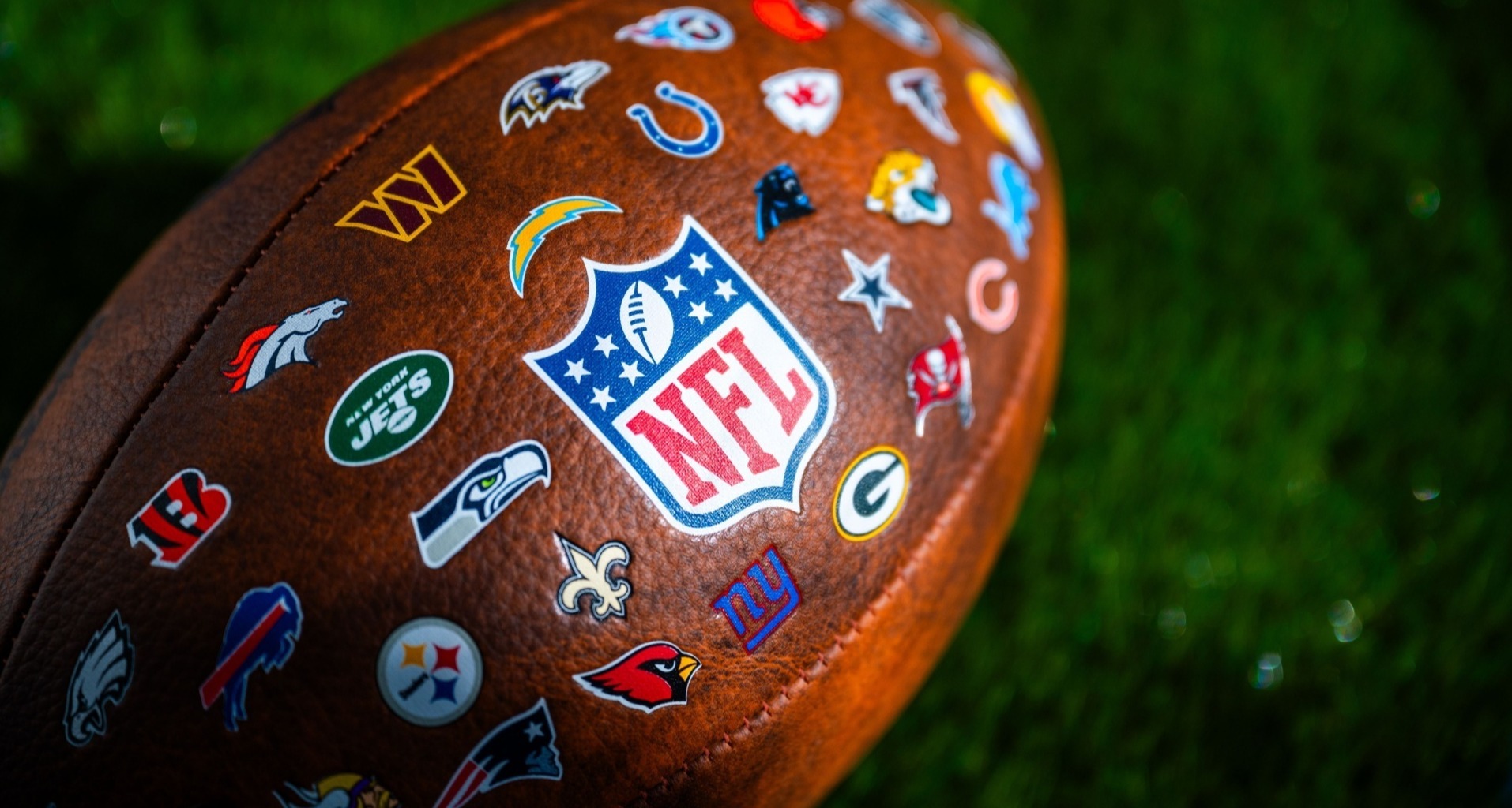 Football with NFL logos on
