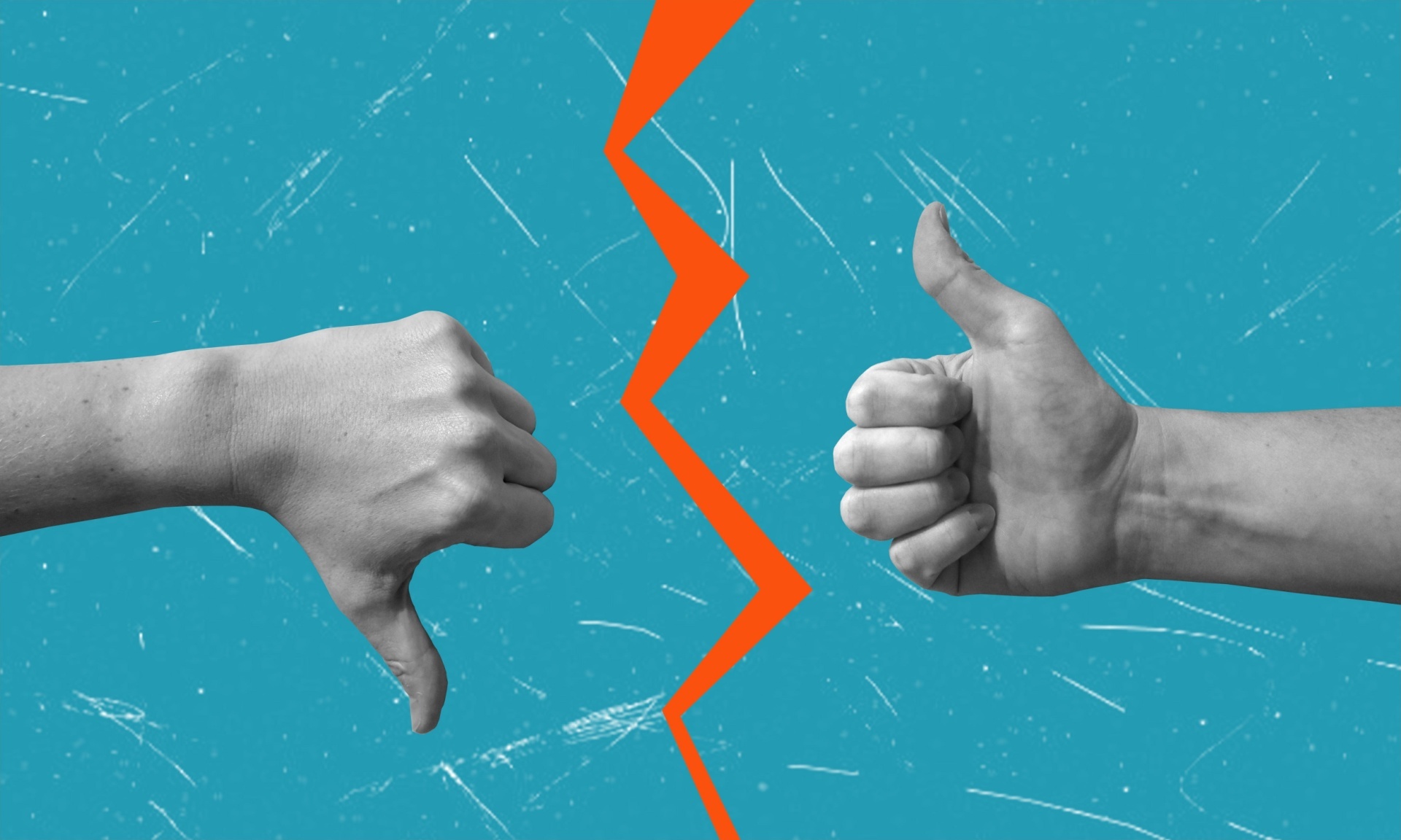 Thumbs up and thumbs down signalising legit or not