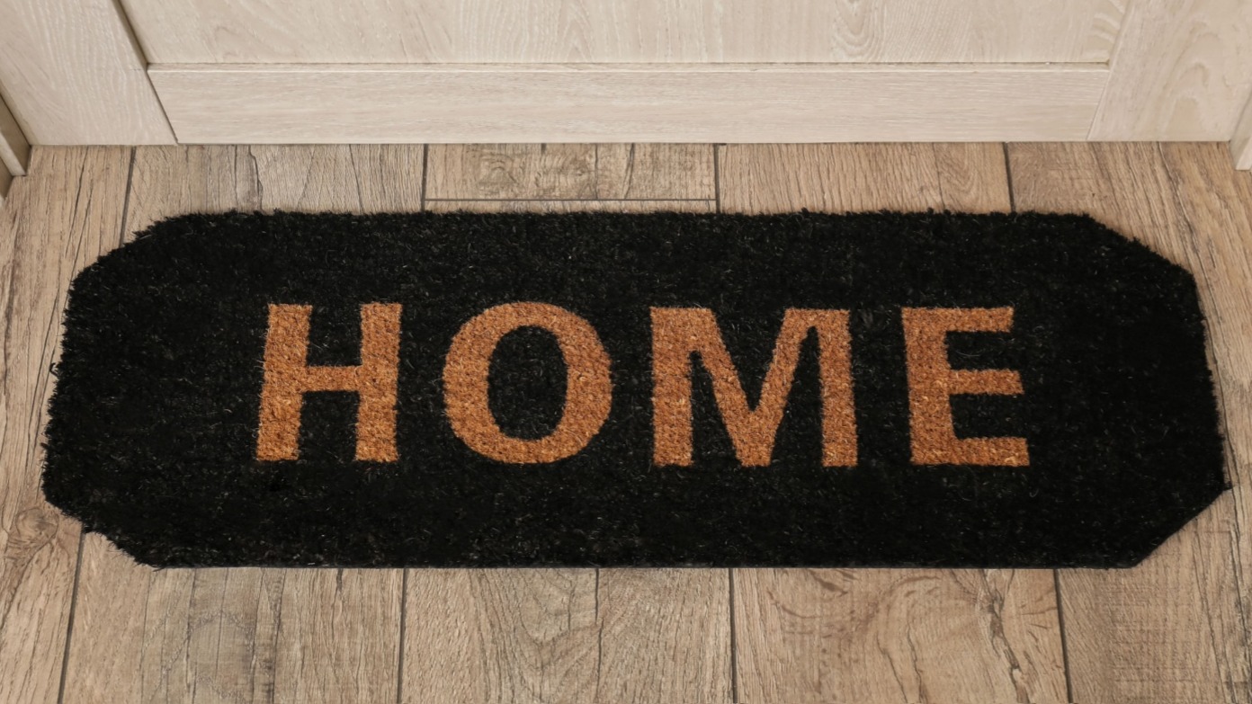 Welcome mat at the front door