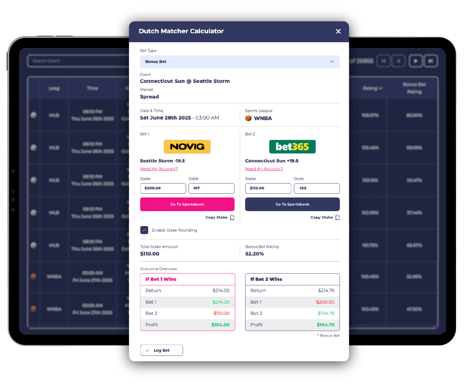 dutch matcher calculator