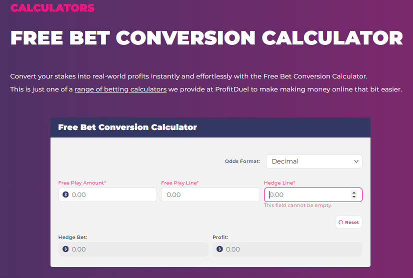 Free Bet Conversion Calculator