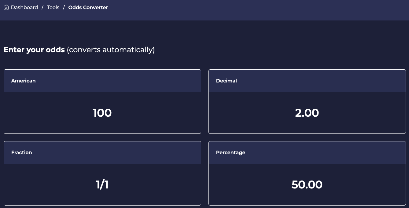 ProfitDuel Odds Converter