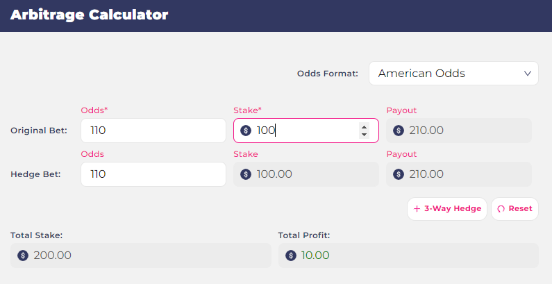 Arbitrage calculator