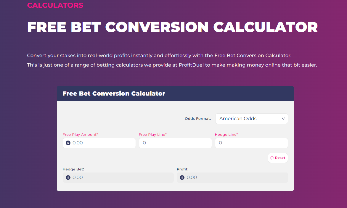 Free Bet Conversion Calculator