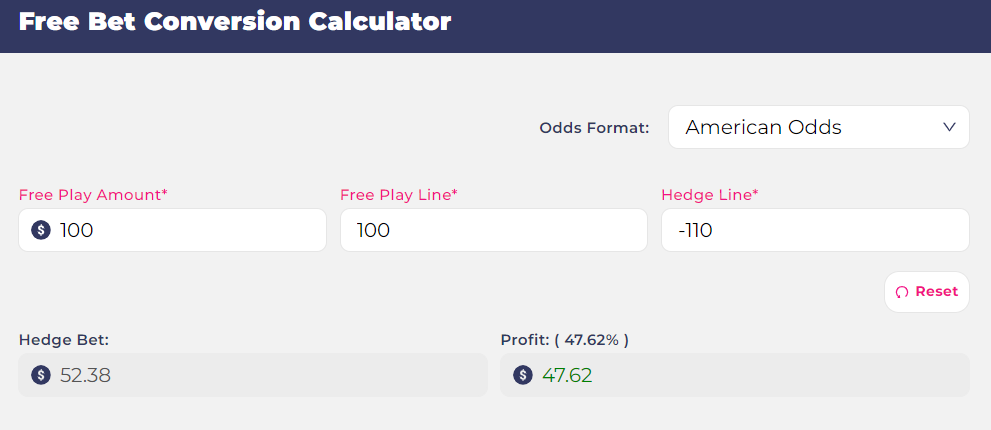 Free bet conversion calculator