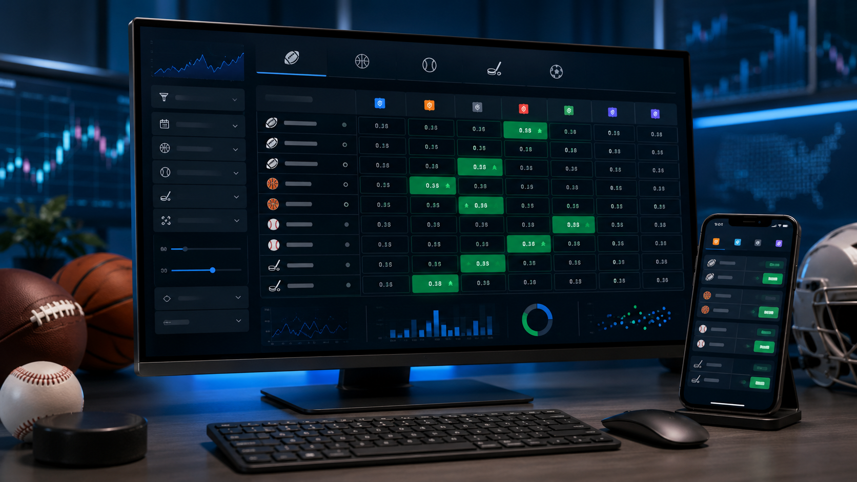 screen showing odds comparison software