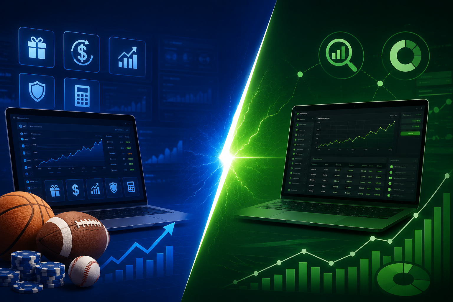 two laptops side by side showing comparison in offerings