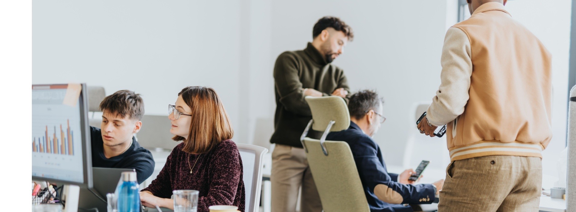 business employees working in office