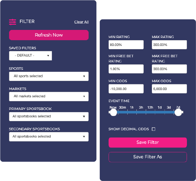 Dutch Matcher search and filter screen